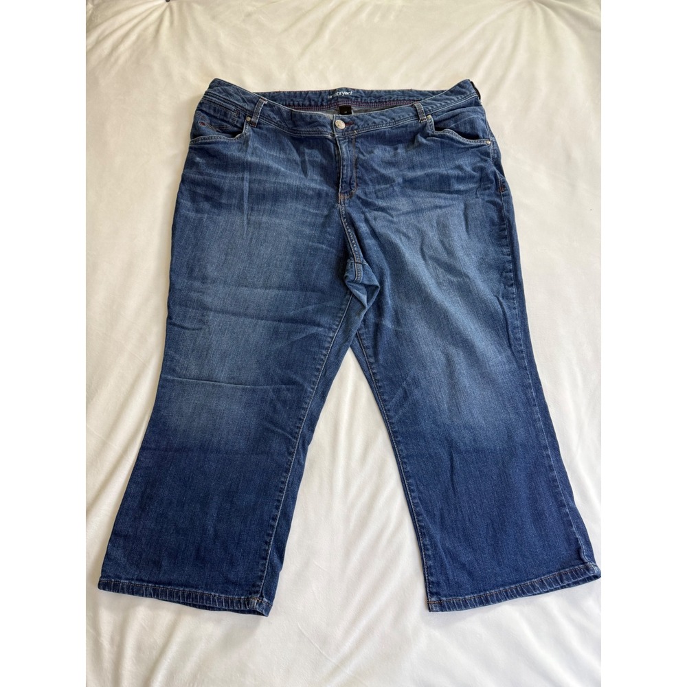 Lane Bryant Womens Blue Denim Cropped Jeans Size 24 Mid Wash Stretch Capris
